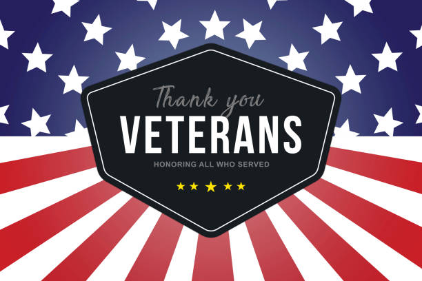 Veterans Day. Thank you Veterans. Thank you Veterans for your service. Veterans Day. Honoring all who served. American flag on the back. Poster, wallpaper, background veteran stock illustrations