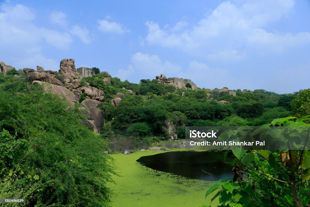 Rocky Landscape A Rocky Landscape on the outskirts of Hyderabad, India Color Image Stock Photo