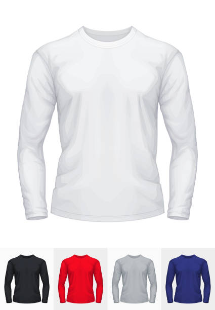 макет футболки с длинными рукавами - long sleeved shirt blank black stock illustrations