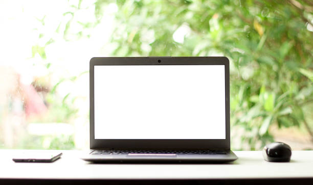 istock Mock up Copy Space Blank Screen Concept Business Working on Laptop. 1351421317