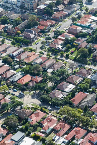 An Aerial view of typical eastern suburbs residential area in Sydney NSW Australia