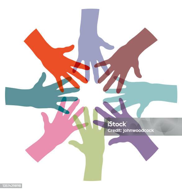 Touching Hands Circle Illustration Stock Illustration - Download Image Now - Respect, Charity and Relief Work, Assistance