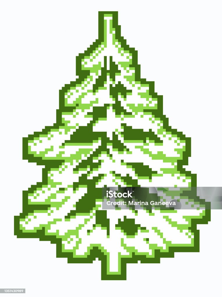 Pixel Graphics Of A Christmas Tree On A White Background A Colorful