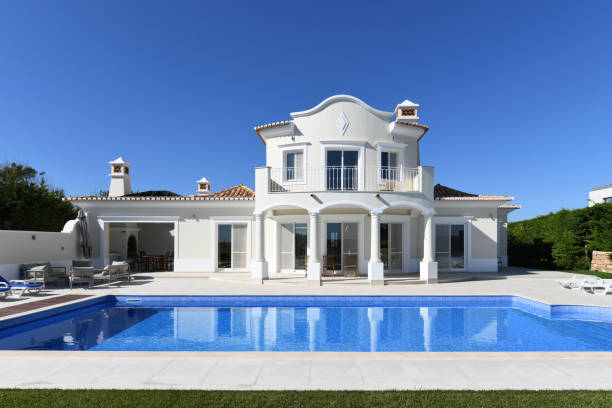 istock Exterior of luxury Holiday Villa 1351431105