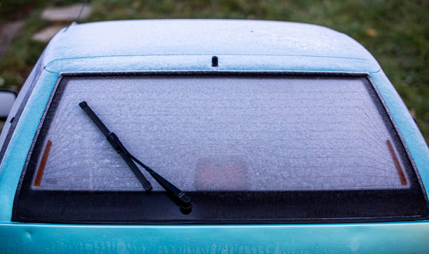istock Frosted ice on car windscreen in winter 1351431322
