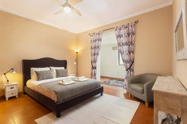 istock Bedroom in classic traditional Mediterranean style with double bed. 1351436519