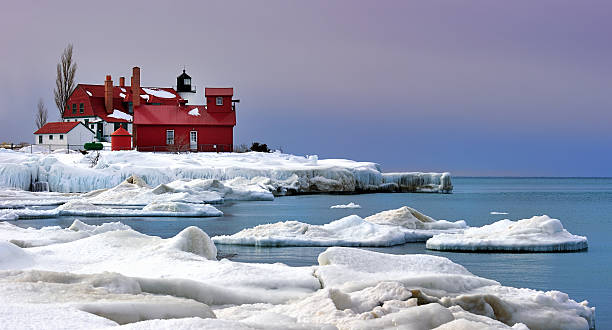 istock lavender Dawn , Point Betsie Lighthouse in Winter 135143709