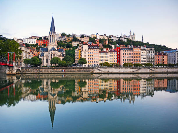 istock Panoramic view of Lyon at sunset 1351437893