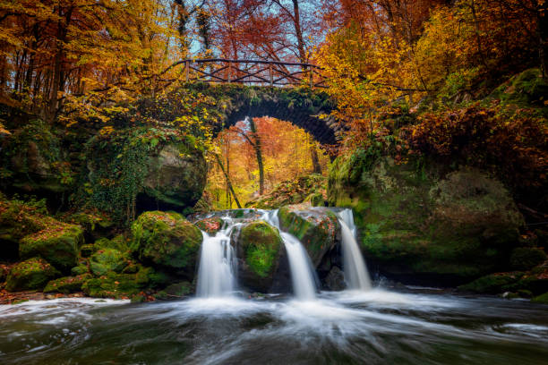 Autumn at romantic Schiessentümpel in Mullerthal, Luxembourg - Benelux