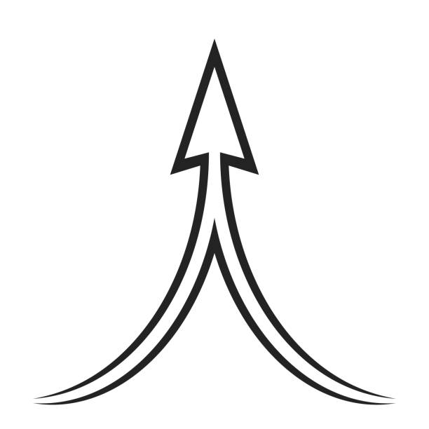ikona wspinaczki w górę podwójna połączona strzałka wskazuje ilustrację stockową wartości startu - connection merger road togetherness stock illustrations