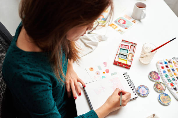 istock Illustrator woman teleworking in home office 1351445226