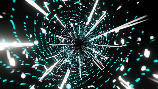 Seamlessly Looped Abstract Circular Endless Tunnel With Neon White Lines Background
