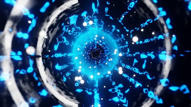 Seamlessly Looped Abstract Trip To Blue Light In Circular Endless Tunnel Background