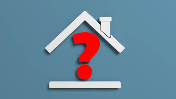 White-colored house icon and red-colored question mark symbol.