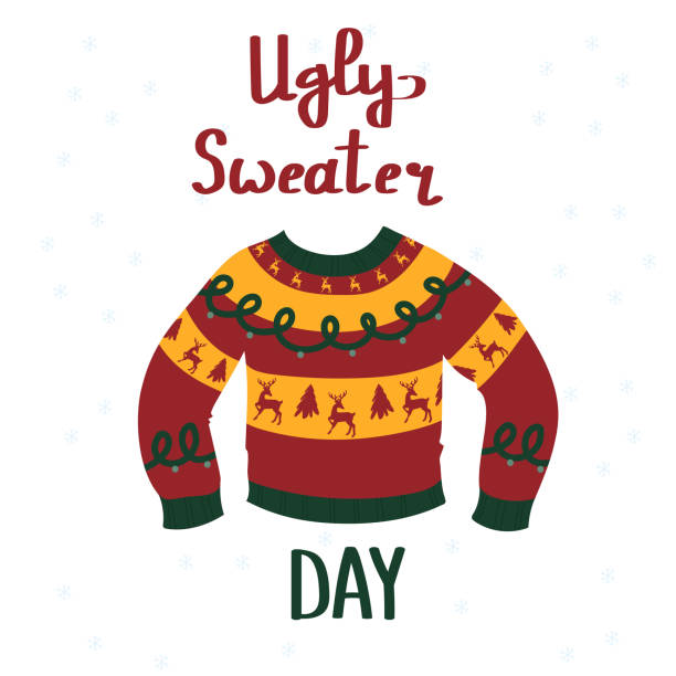 Uglyv sweater day. Poster, banner. Vector illustration. christmas sweater stock illustrations