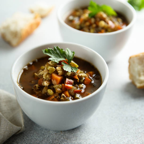 istock Lentil soup with smoked sausage 1351449284