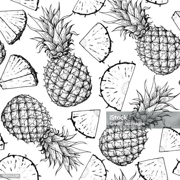 Pineapple Simple Pattern Seamless Pattern Pineappple Hand Drawn Package Design Pineapple ...