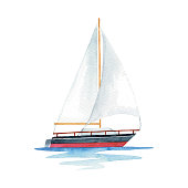 istock Watercolor Sail Boat 1351454378