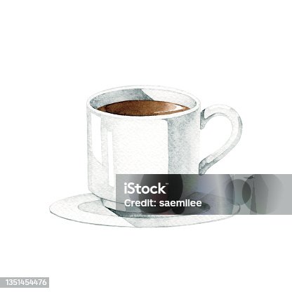 istock Watercolor Cup of Coffee 1351454476