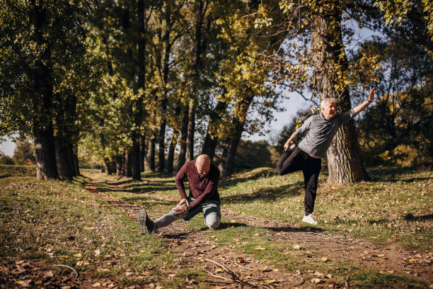 istock Senior men exercising in nature 1351460498
