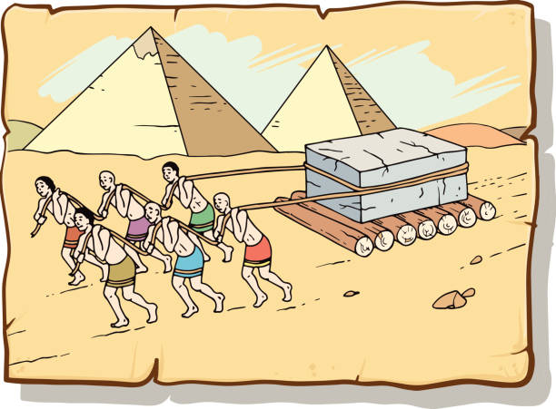 ilustrações, clipart, desenhos animados e ícones de construir pirâmide no egito na época antiga usam homens para serem escravos - egypt pyramid africa old