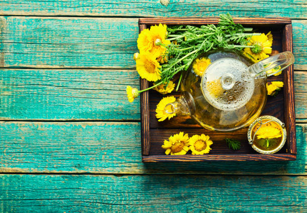 istock Teapot with fresh flower tea,brewing tea 1351467650