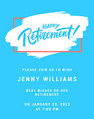 istock Happy Retirement. Vector lettering invitation. 1351468001