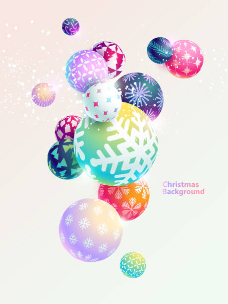 ilustrações de stock, clip art, desenhos animados e ícones de christmas 3d balls. bright light background. - xmas toys snowflake