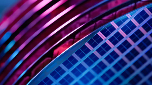 many silicon Wafer with semiconductors Macro of many silicon Wafer with semiconductors in box inside clean room computer wafer stock pictures, royalty-free photos & images