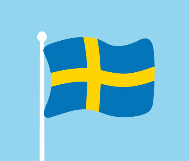 스웨덴 국기 아이콘 - 스웨덴 국기 stock illustrations