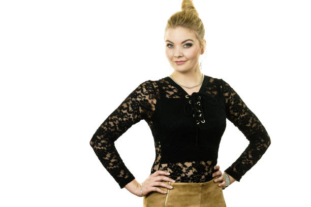 istock Woman wearing stylish lace top 1351478185