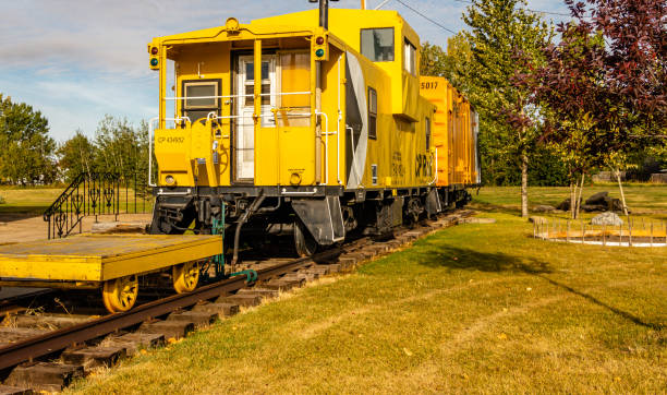 istock CP rail caboose by rail station. Bieseker, Alberta, Canada 1351479233