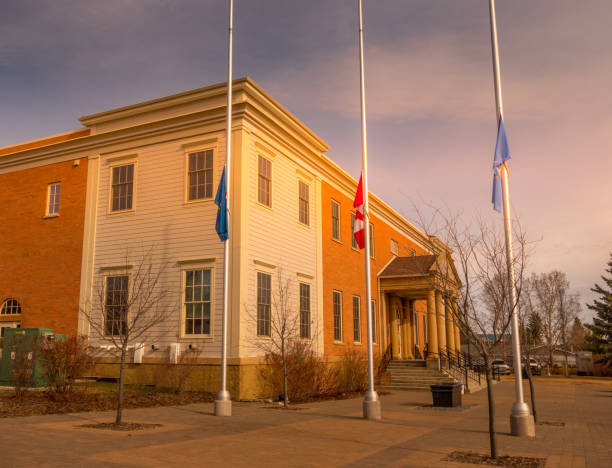 Historic municapl building still in use everyday Sylvan Lake Alberta Canada