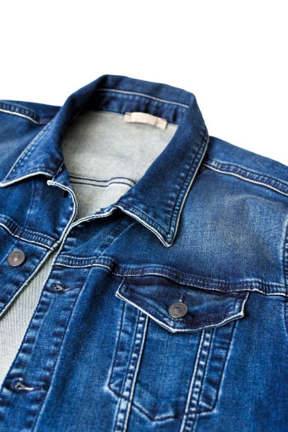 istock Blue denim jacket. Men's jean jacket with a classic collar and stitching. 1351479387