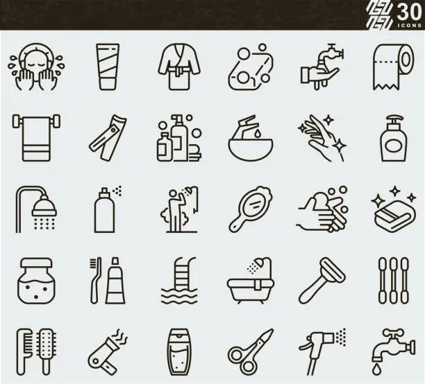 Vector illustration of Personal Care , Washing Hands and Hygiene Line icons