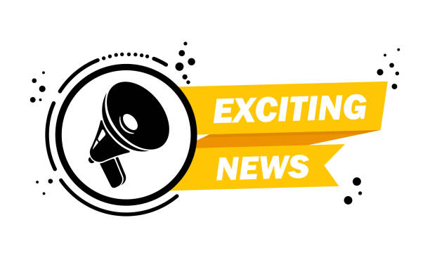 Megaphone with Exiciting news speech bubble banner. Loudspeaker. Label for business, marketing and advertising. Vector on isolated background. EPS 10 Megaphone with Exiciting news speech bubble banner. Loudspeaker. Label for business, marketing and advertising. Vector on isolated background. EPS 10. large stock illustrations