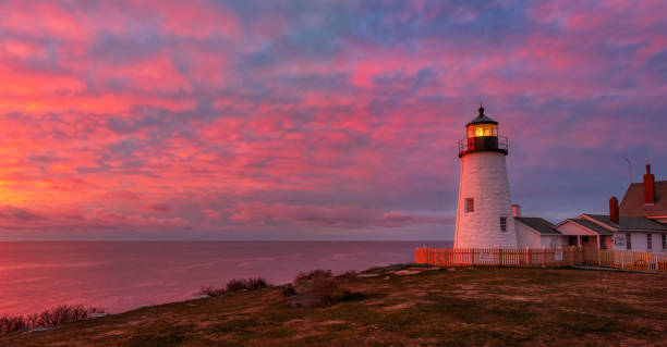 faro de pemaquid - lighthouse landscape maine sea fotografías e imágenes de stock