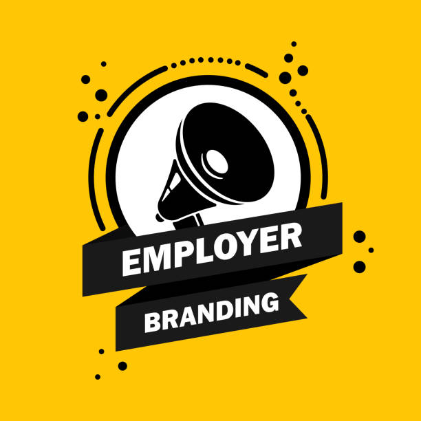 stockillustraties, clipart, cartoons en iconen met employer branding. megaphone with employer branding speech bubble banner. loudspeaker. label for business, marketing and advertising. vector on isolated background. eps 10 - verkooppraatje