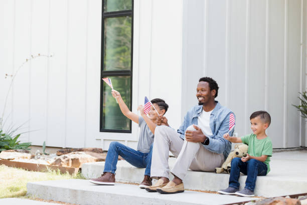 istock Excited family waiting for soldier's return 1351490678