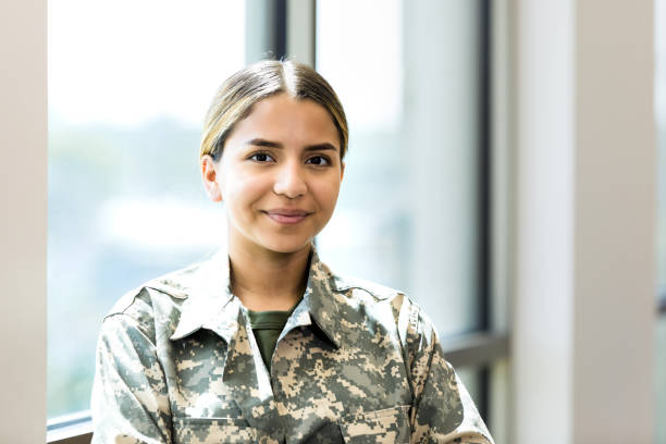 istock Cheerful female soldier 1351491043