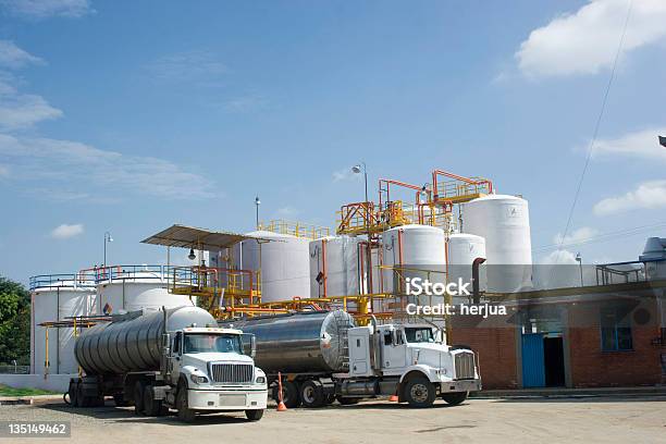 Chemical Storage Tank And Tanker Truck Stock Photo - Download Image Now - Storage Tank, Truck, Architecture