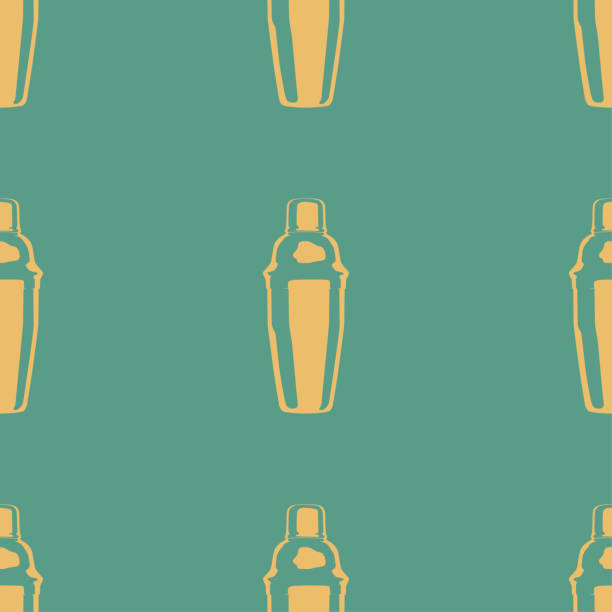 Seamless pattern with cocktail shaker. vector art illustration