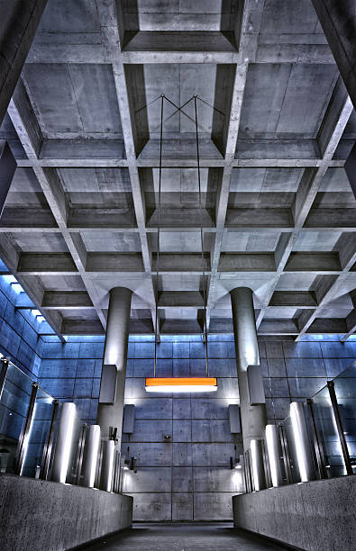 HRD metro station ceiling structure Here you can see a modern metro station in Montreal (Laval). I found the ceiling very interesting. there is also a sign on which I've removed what was on it so you can add any kind of graphic on it. montreal underground city stock pictures, royalty-free photos & images