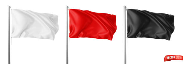Vector realistic flags Vector realistic illustration of flags on a white background. flagpole stock illustrations