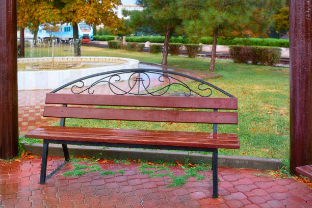 Wet bench after rain. Feodosia