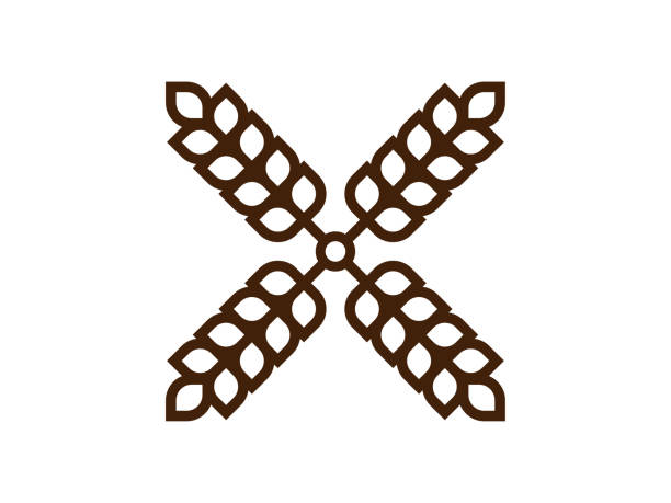 ilustrações de stock, clip art, desenhos animados e ícones de bakery logotype with wheat ears. windmill logo. - country bread