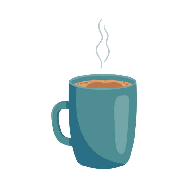 Cup Of Coffee Vector Illustration In Flat Cartoon Style Stock Illustration  - Download Image Now - iStock