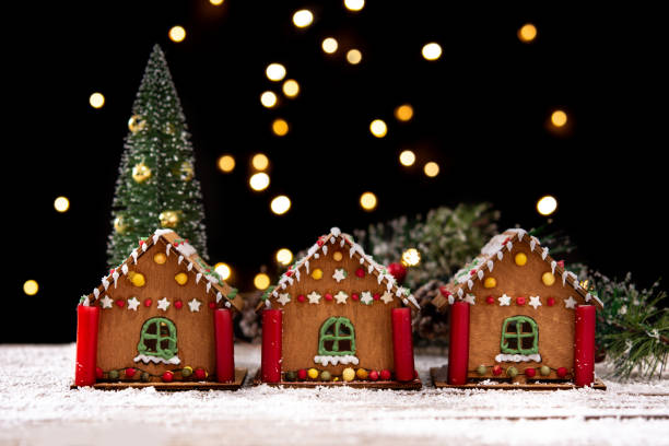 istock Christmas gingerbread house and Christmas lights 1351511512