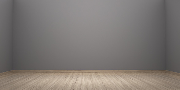 3d render Empty room interior scene gray colored wall, time to move to a new house (close up)