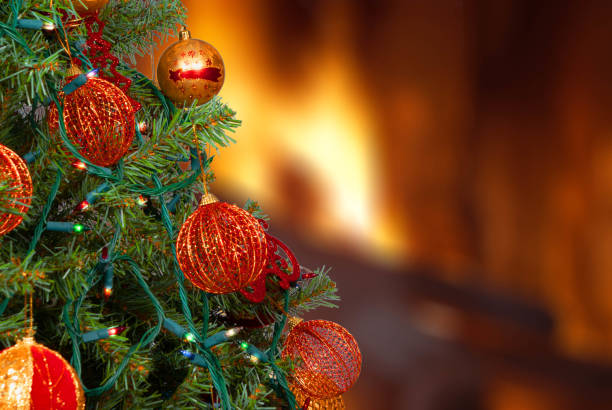 istock Christmas decorations in front of the fireplace 1351517726